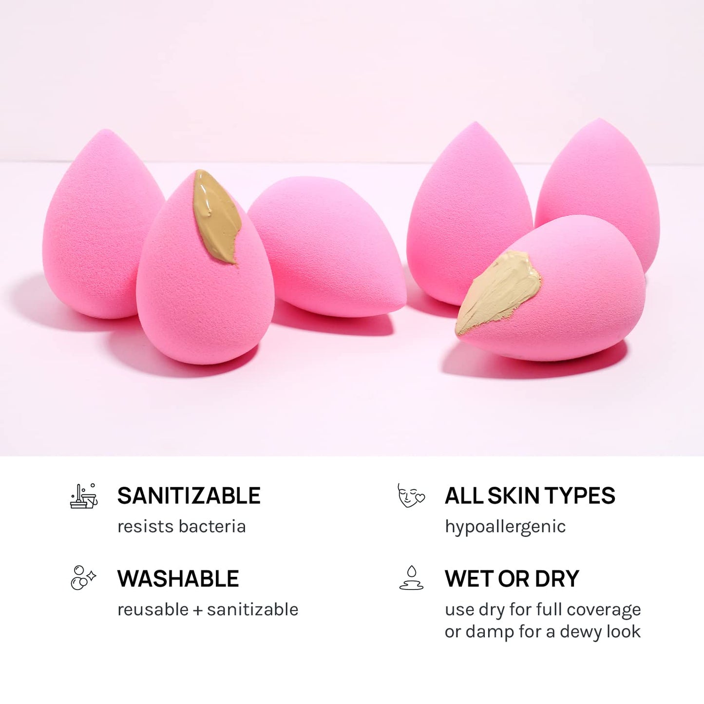 Juego de esponjas para difuminar maquillaje rosa