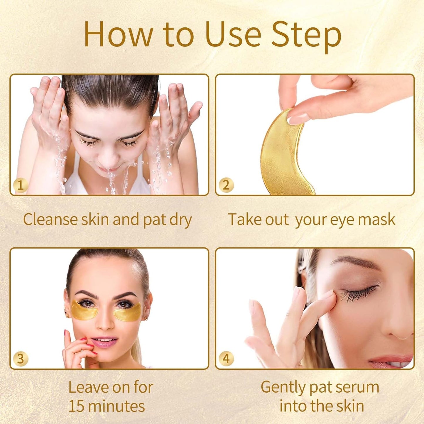 Mascarilla para debajo de los ojos de oro de 24 quilates