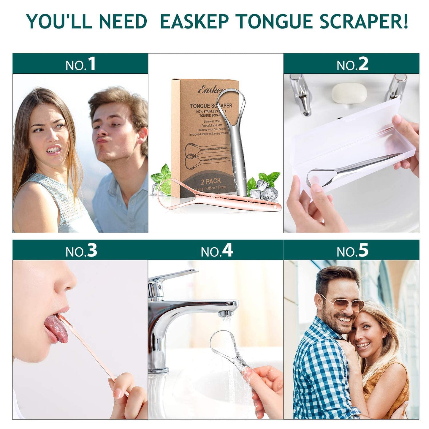 Raspador de lengua de acero inoxidable