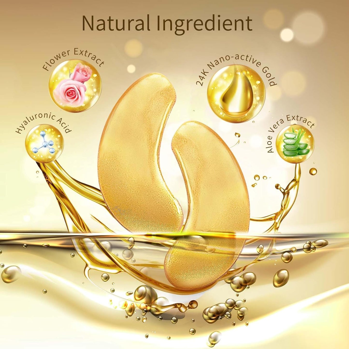 Mascarilla para debajo de los ojos de oro de 24 quilates